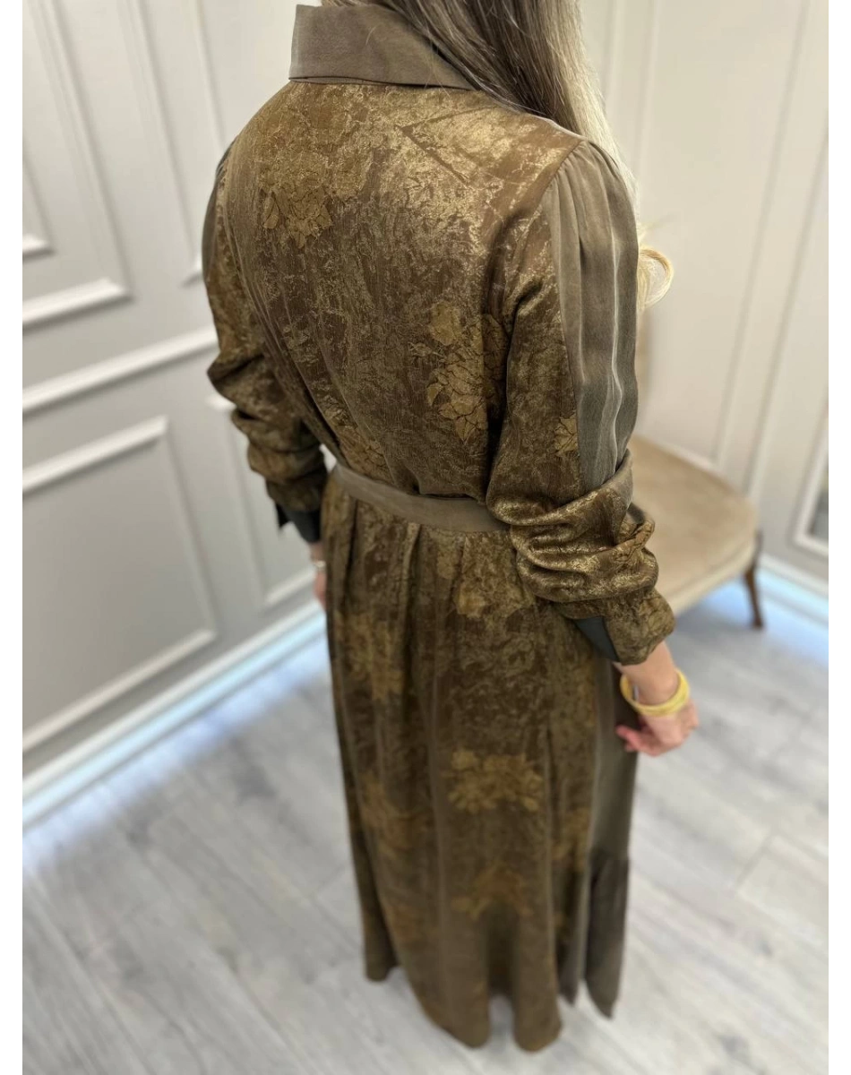 Misswhence 38827 Yeşil Arkası Desenli Elbise