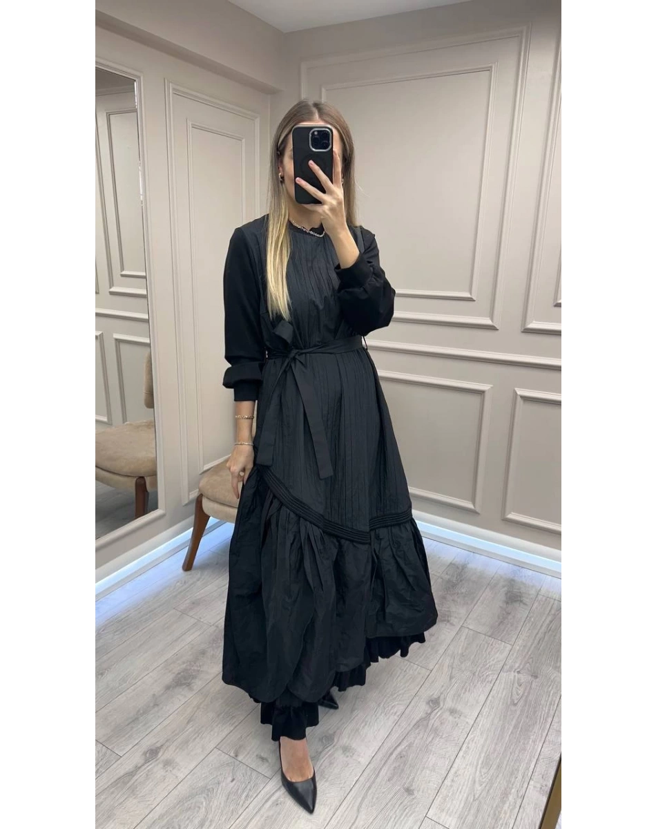 Misswhence 38831 Siyah Tafta Elbise