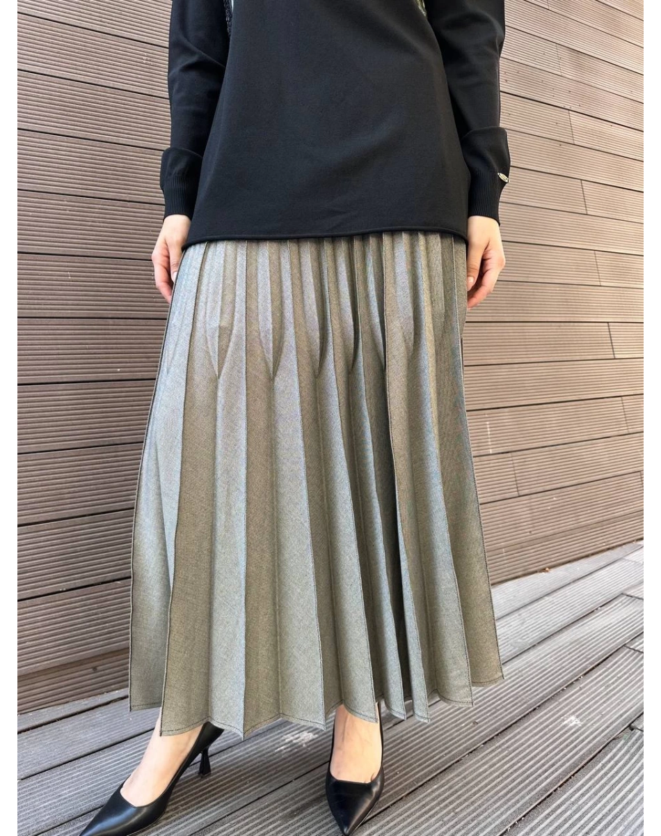 Misswhence 38902 Gri Pliseli Etek