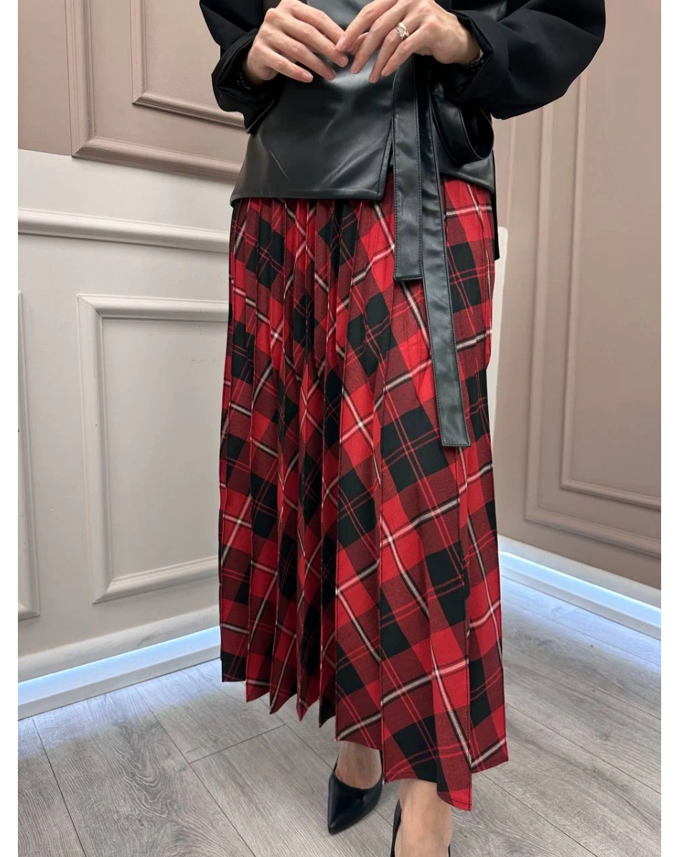 Misswhence 38902 Kırmızı Pliseli Etek