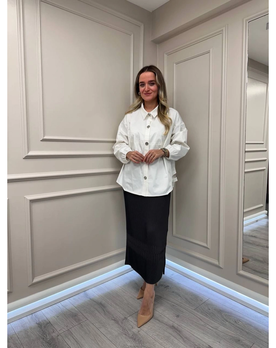 Misswhence 38921 Antrasit Fermuarlı Etek