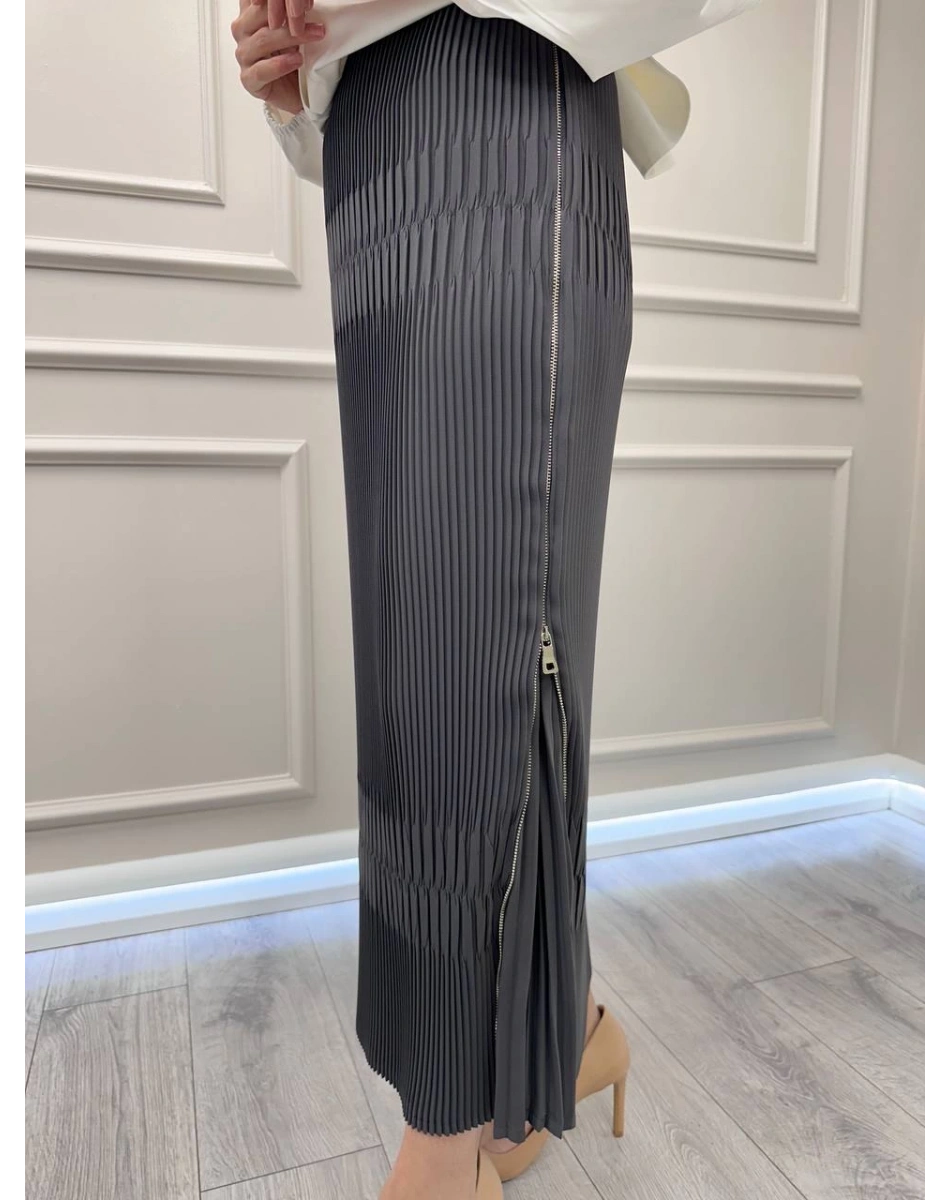 Misswhence 38921 Antrasit Fermuarlı Etek