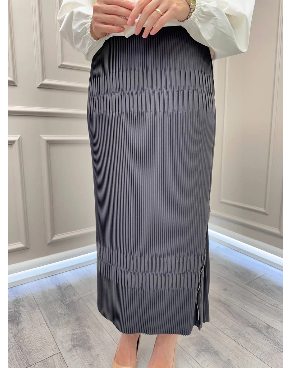 Misswhence 38921 Antrasit Fermuarlı Etek