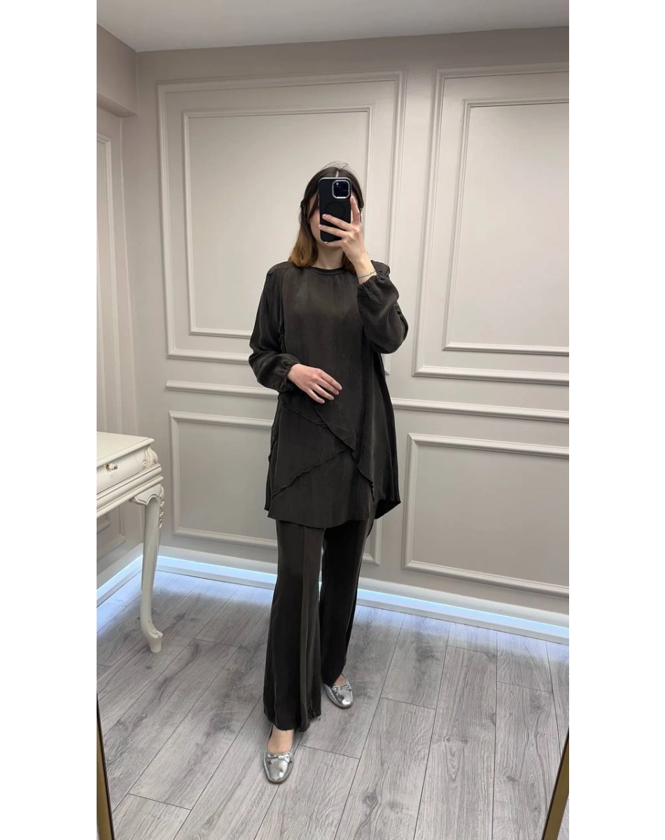 Misswhence 39017 Kahverengi Tunik