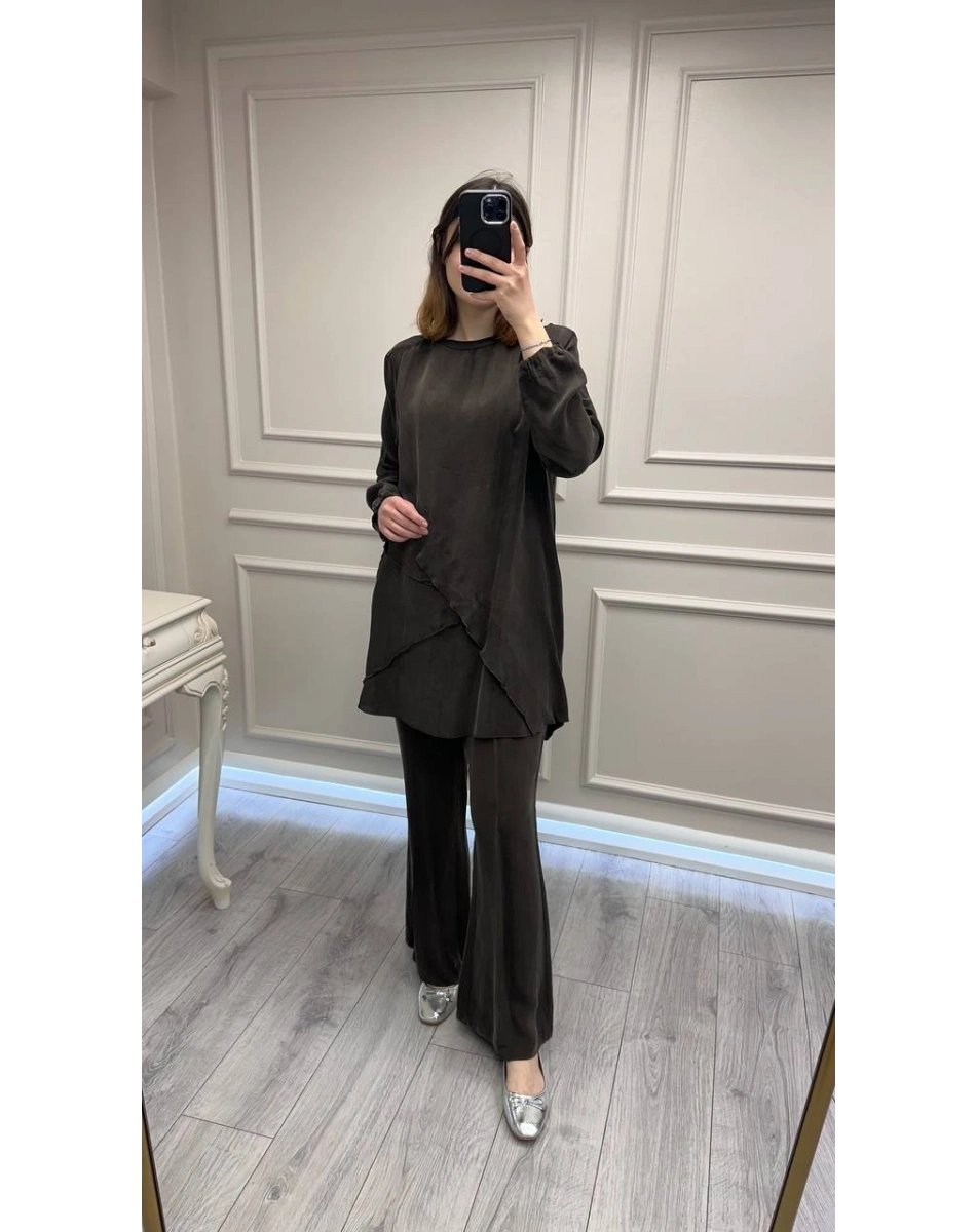 Misswhence 39017 Kahverengi Tunik