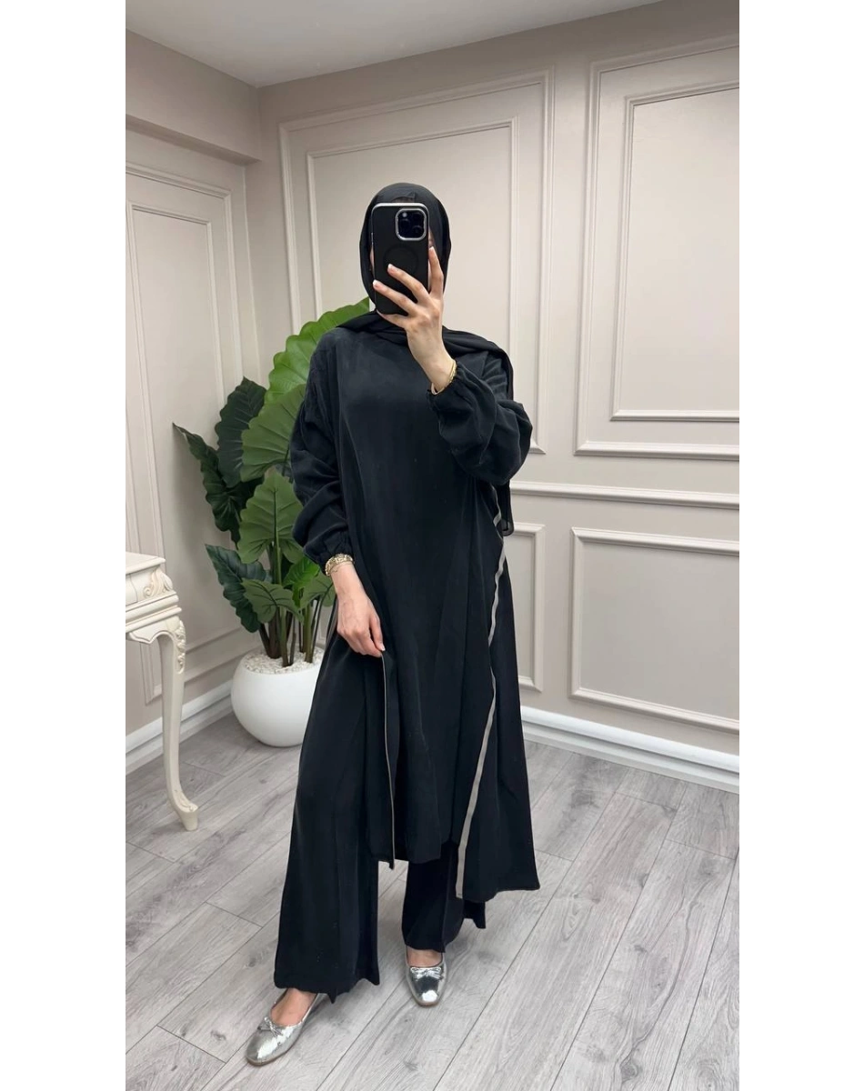 Misswhence 39031 Siyah Fermuar Detaylı Tunik