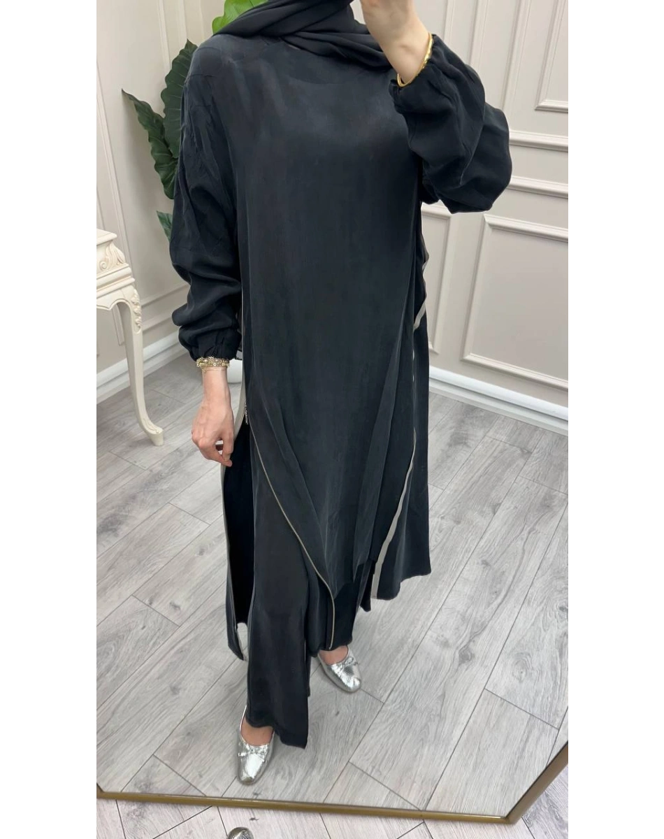 Misswhence 39031 Siyah Fermuar Detaylı Tunik