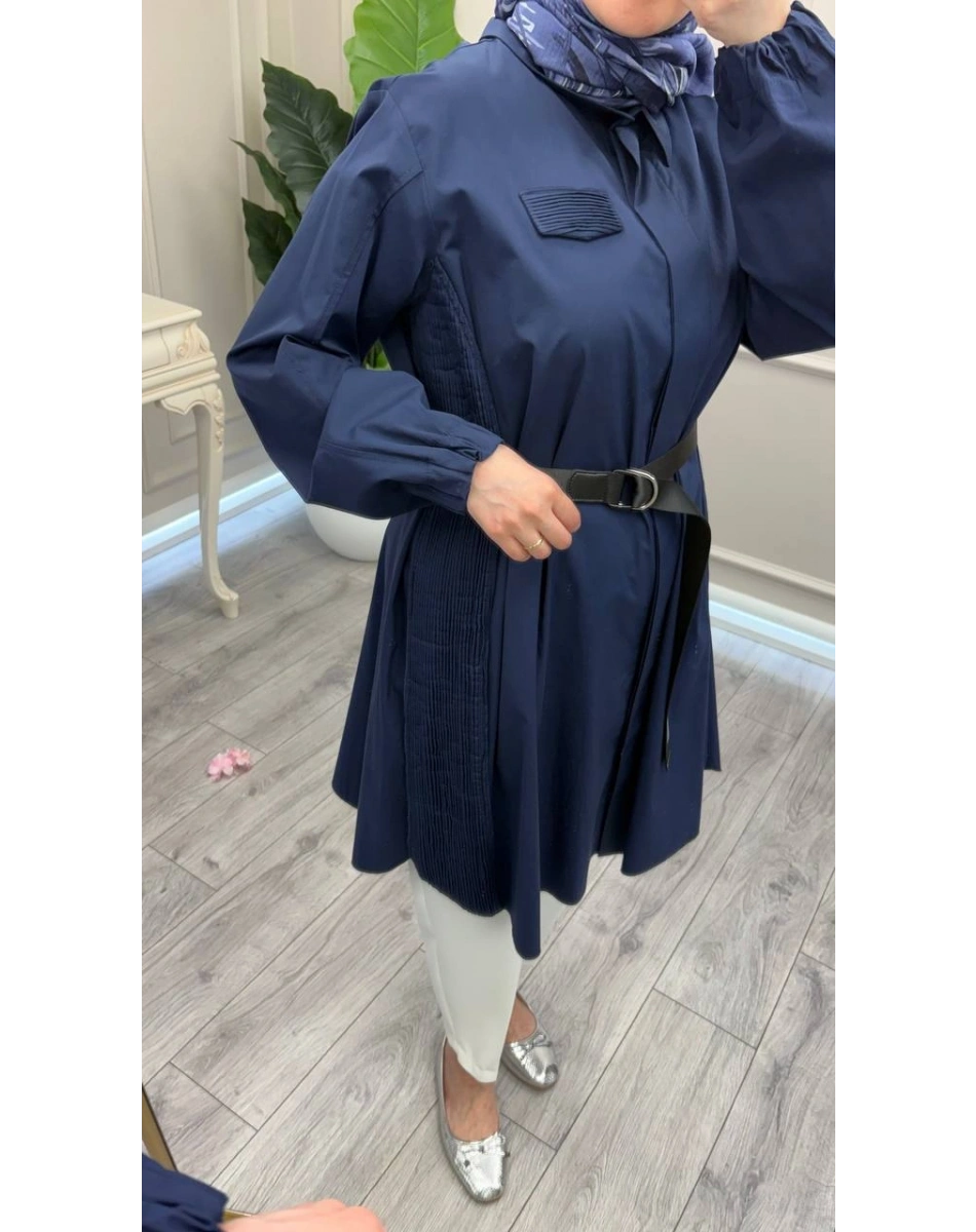 Misswhence 39305 Lacivert Kemerli Tunik