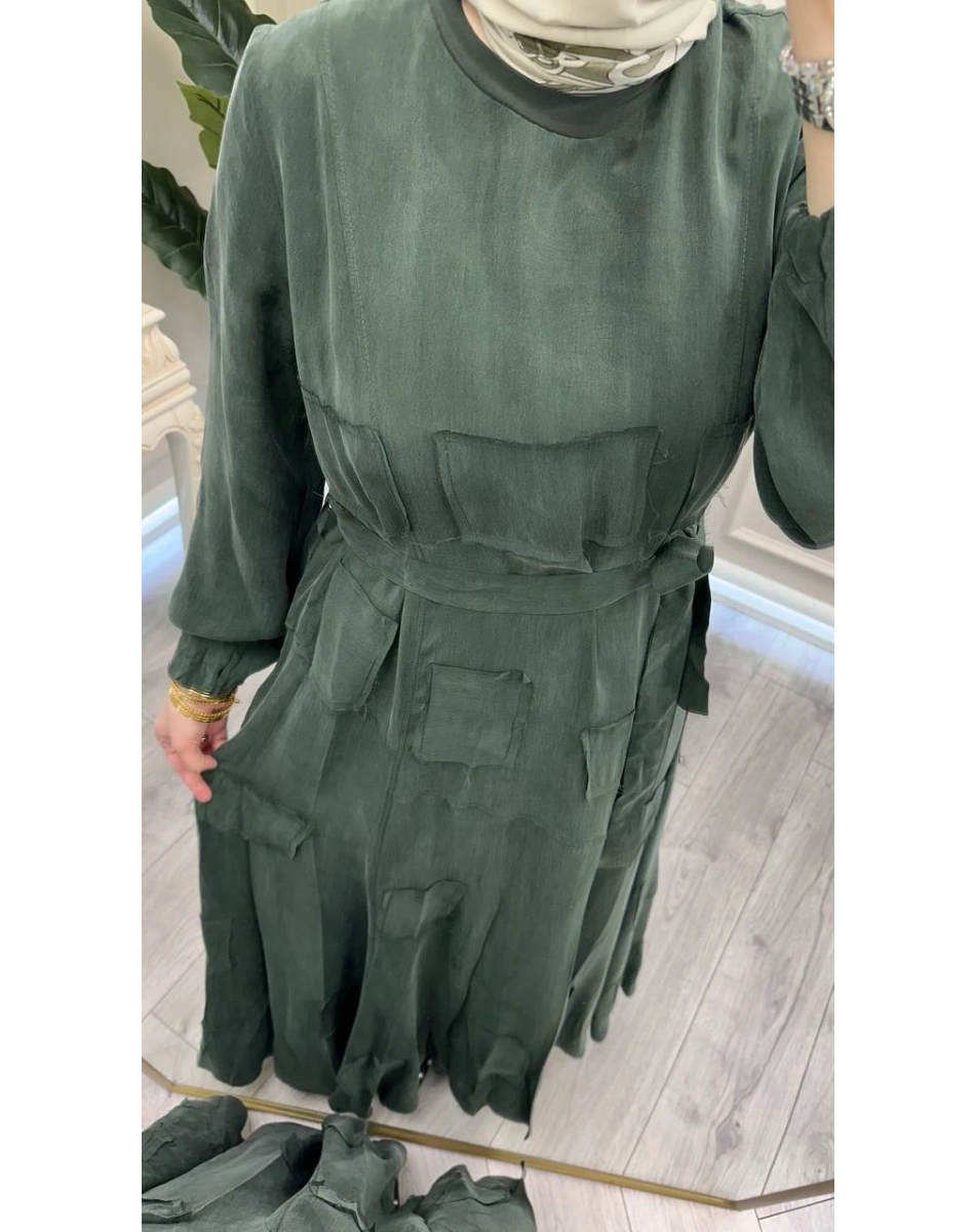 Misswhence 39804 Haki Parça Detaylı Elbise