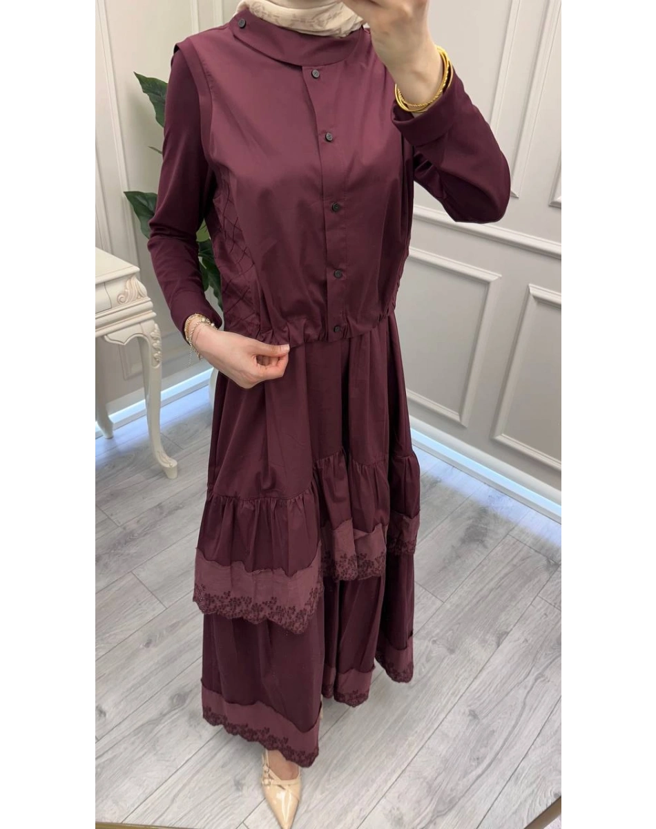 Misswhence 39834 Bordo Yelekli Elbise