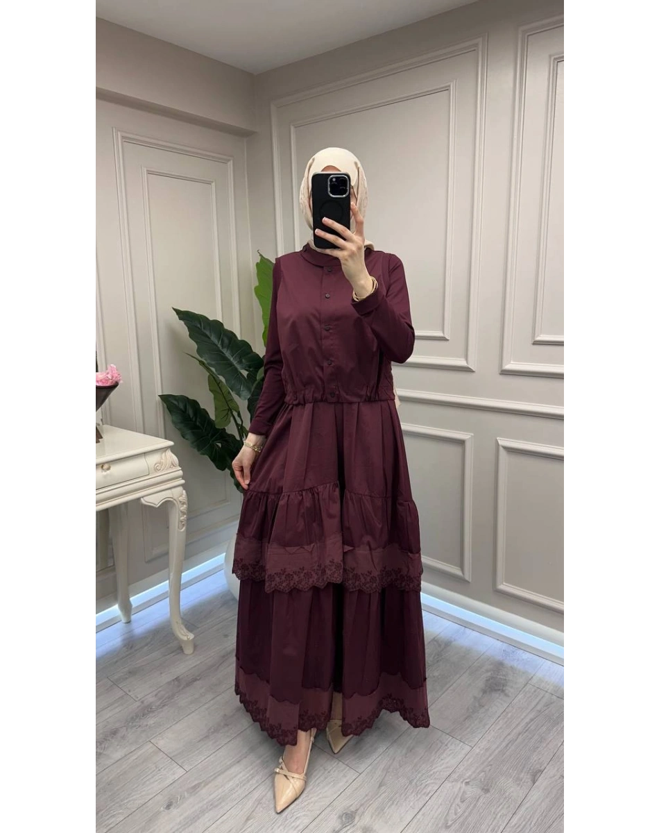 Misswhence 39834 Bordo Yelekli Elbise