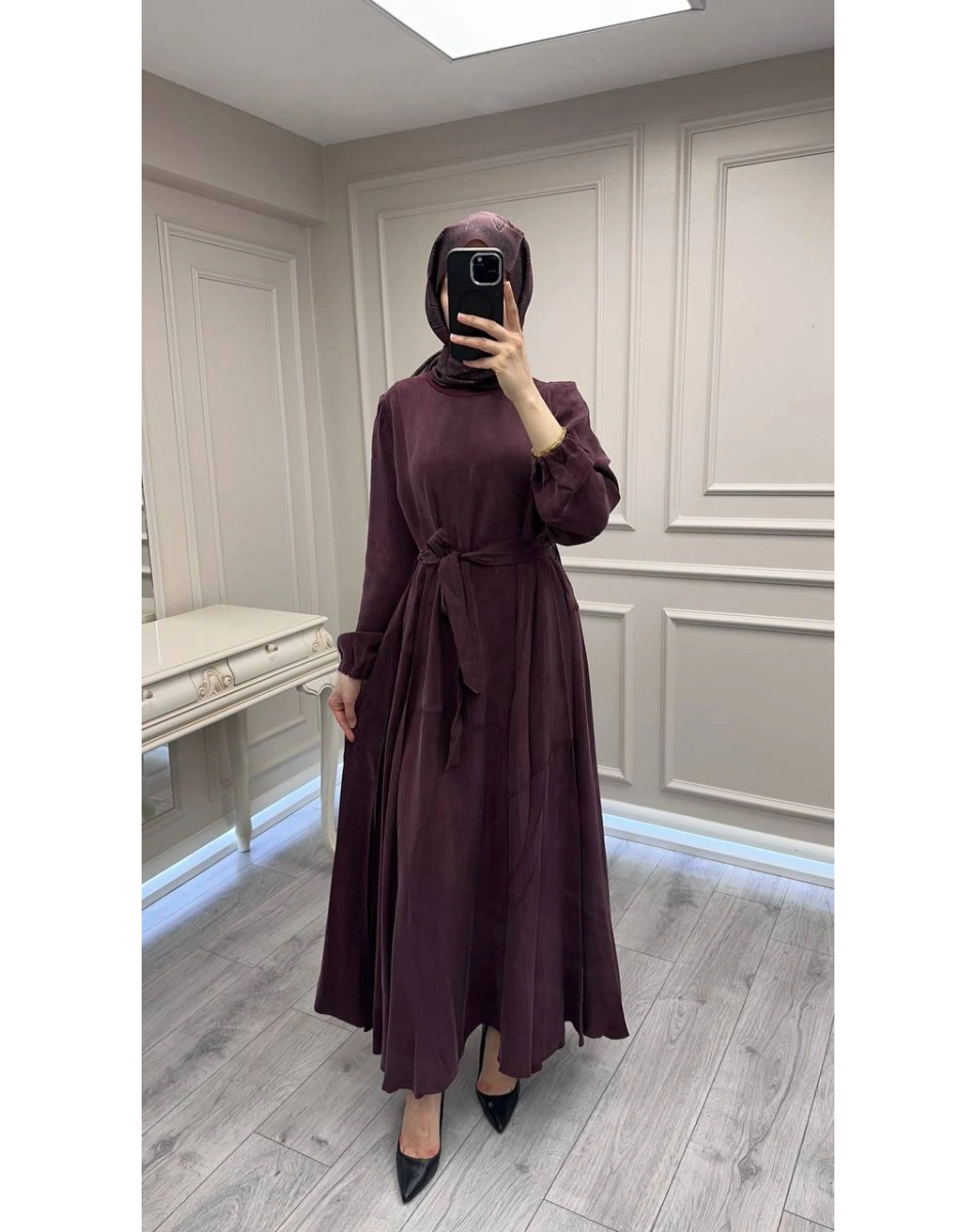 Misswhence 39842 Bordo Cupro Elbise