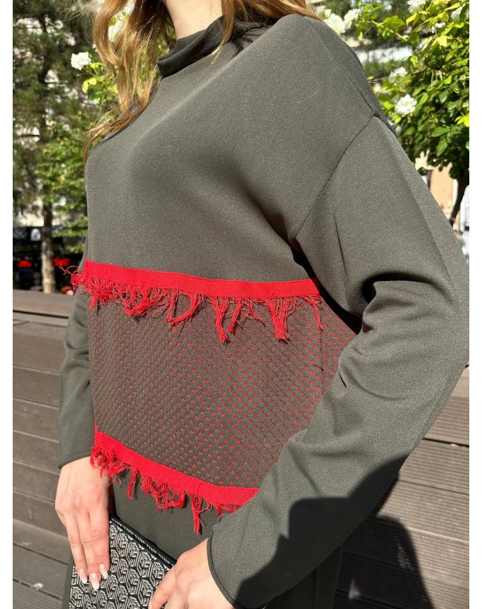 Misswhence MİSS 239 Haki Triko Elbise