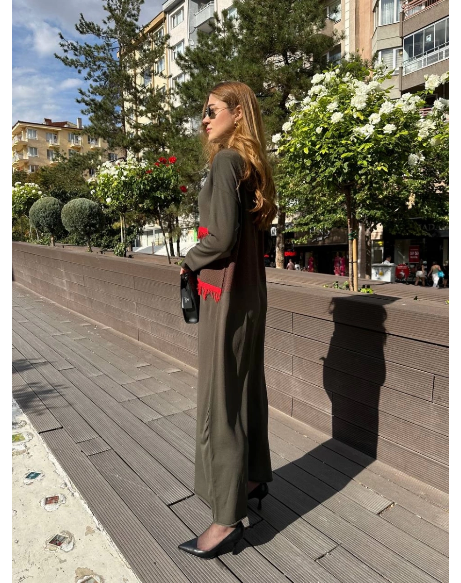 Misswhence MİSS 239 Haki Triko Elbise