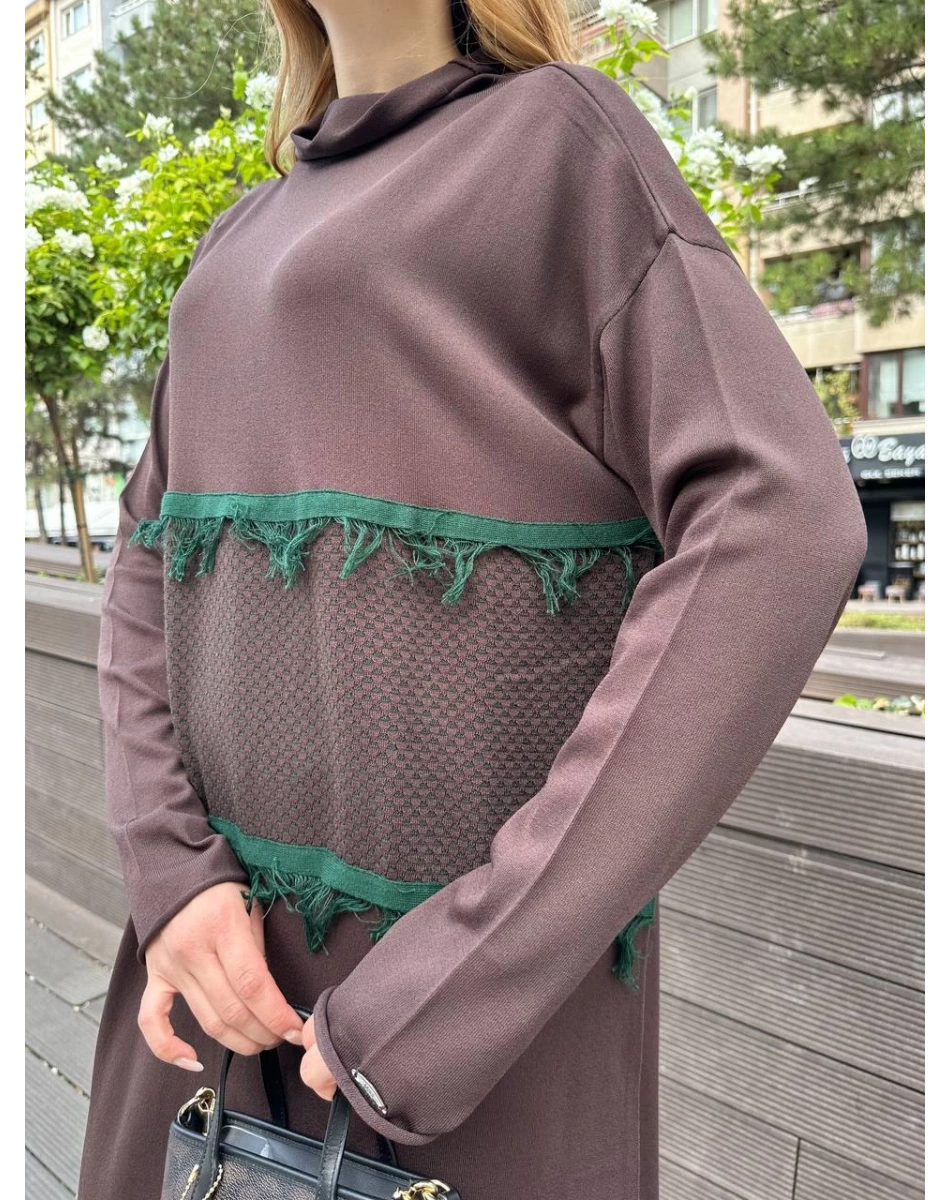 Misswhence MİSS 239 Kahverengi Triko Elbise