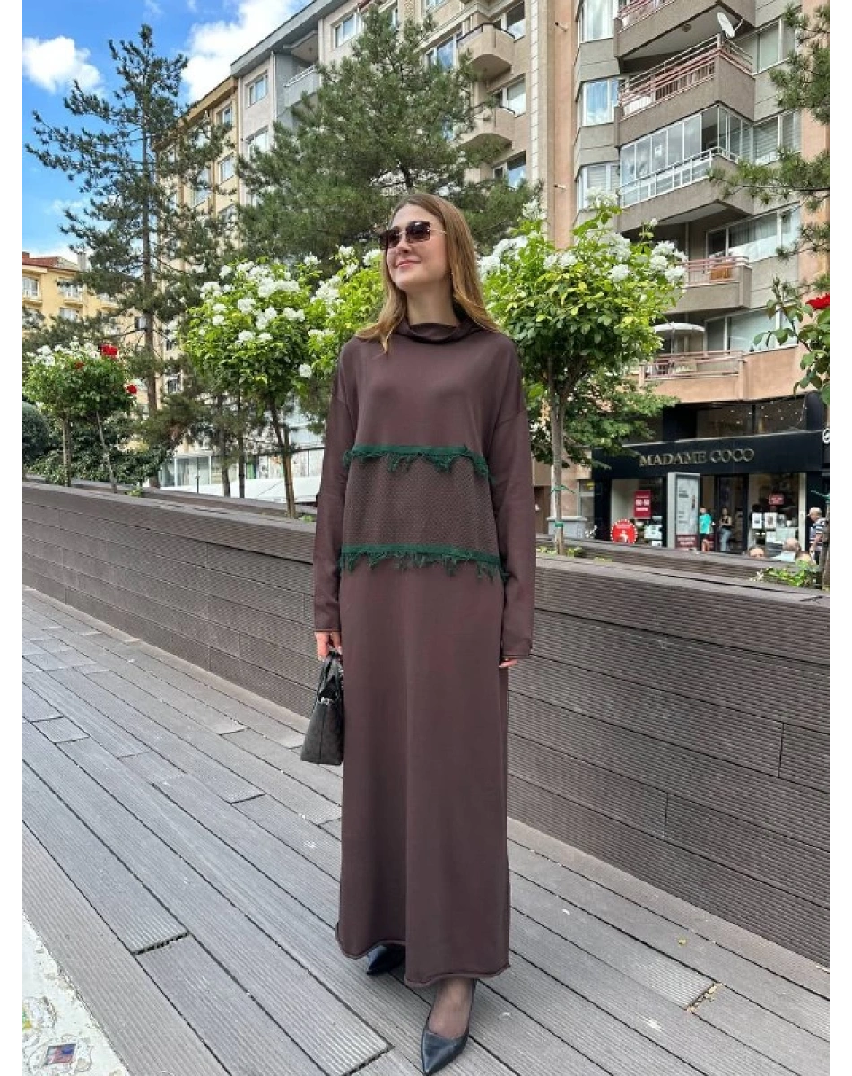 Misswhence MİSS 239 Kahverengi Triko Elbise