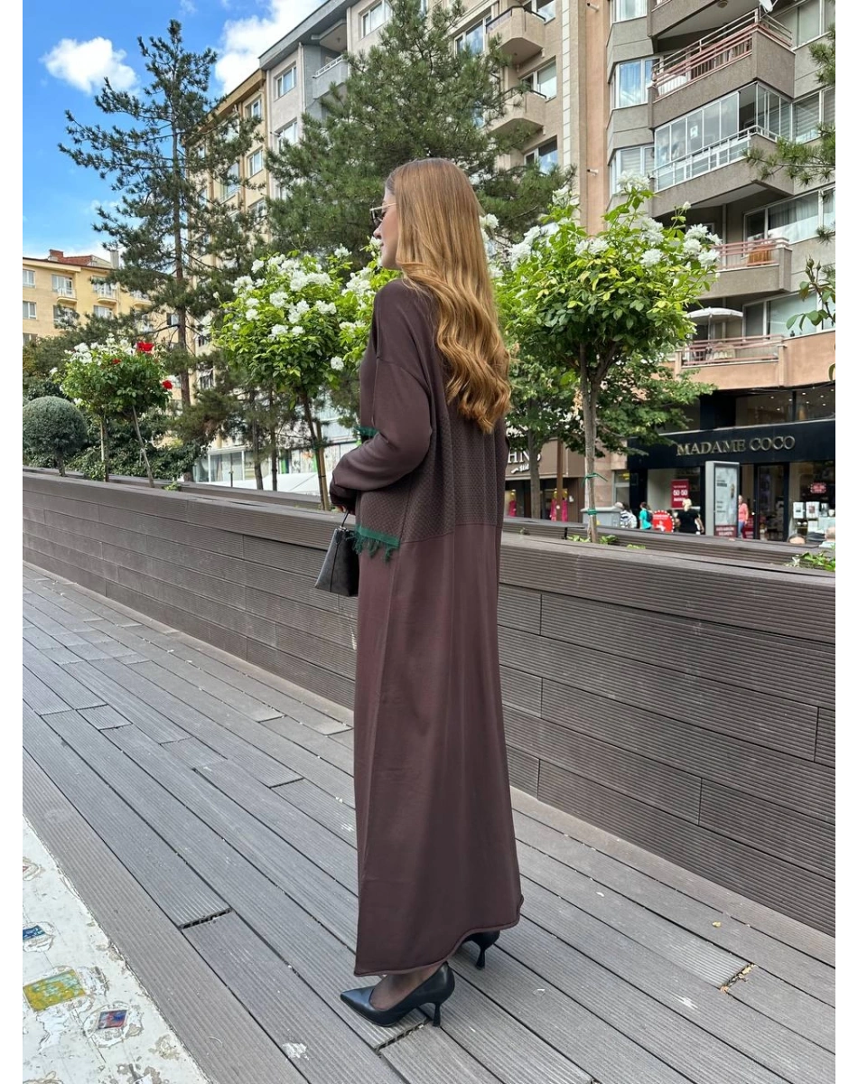 Misswhence MİSS 239 Kahverengi Triko Elbise