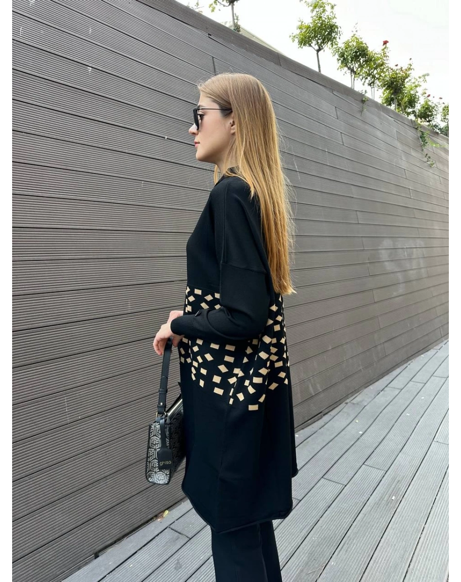 Misswhence MİSS 242 Camel Triko Damalı Tunik