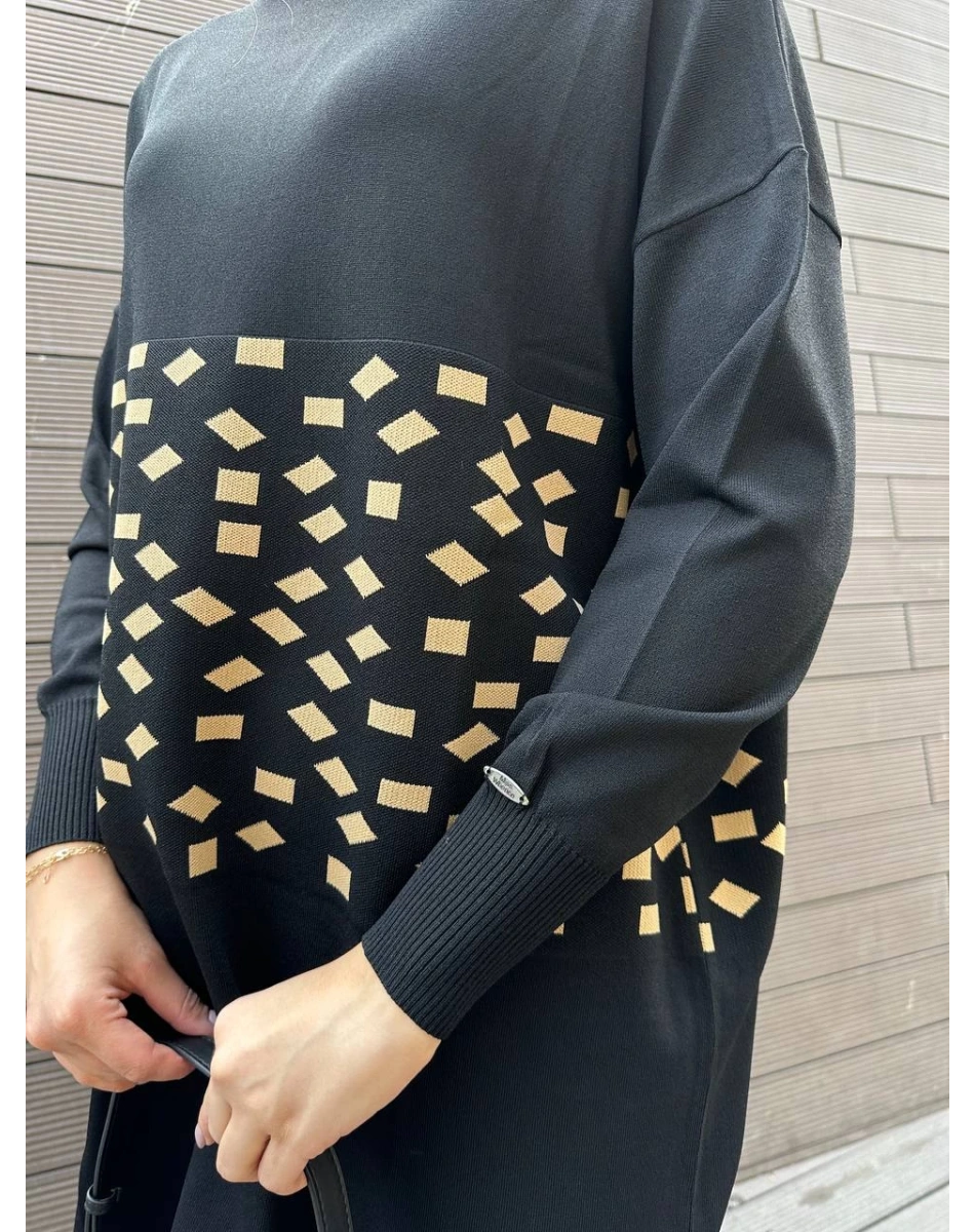 Misswhence MİSS 242 Camel Triko Damalı Tunik