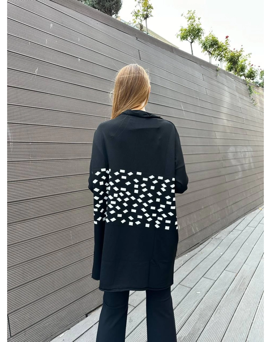 Misswhence MİSS 242 Ekru Triko Damalı Tunik