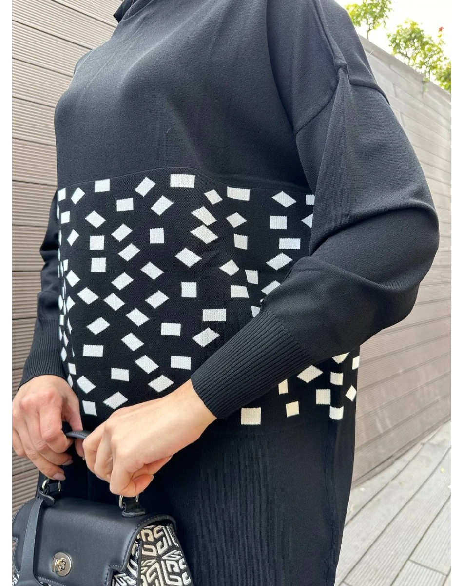 Misswhence MİSS 242 Ekru Triko Damalı Tunik