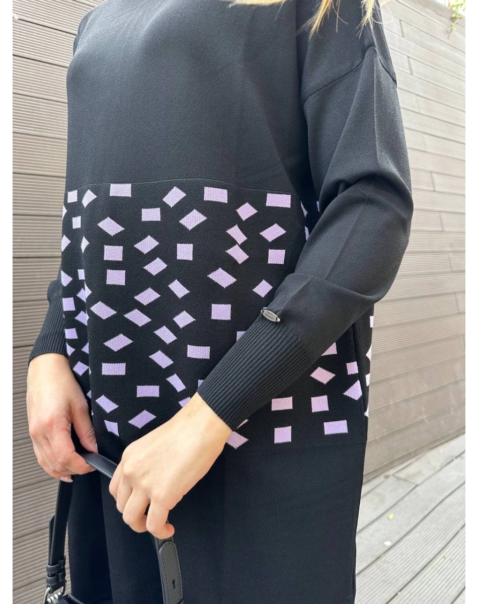 Misswhence MİSS 242 Lila Triko Damalı Tunik