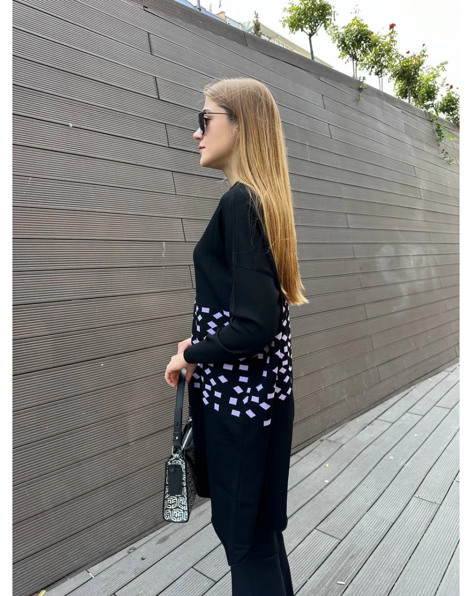 Misswhence MİSS 242 Lila Triko Damalı Tunik