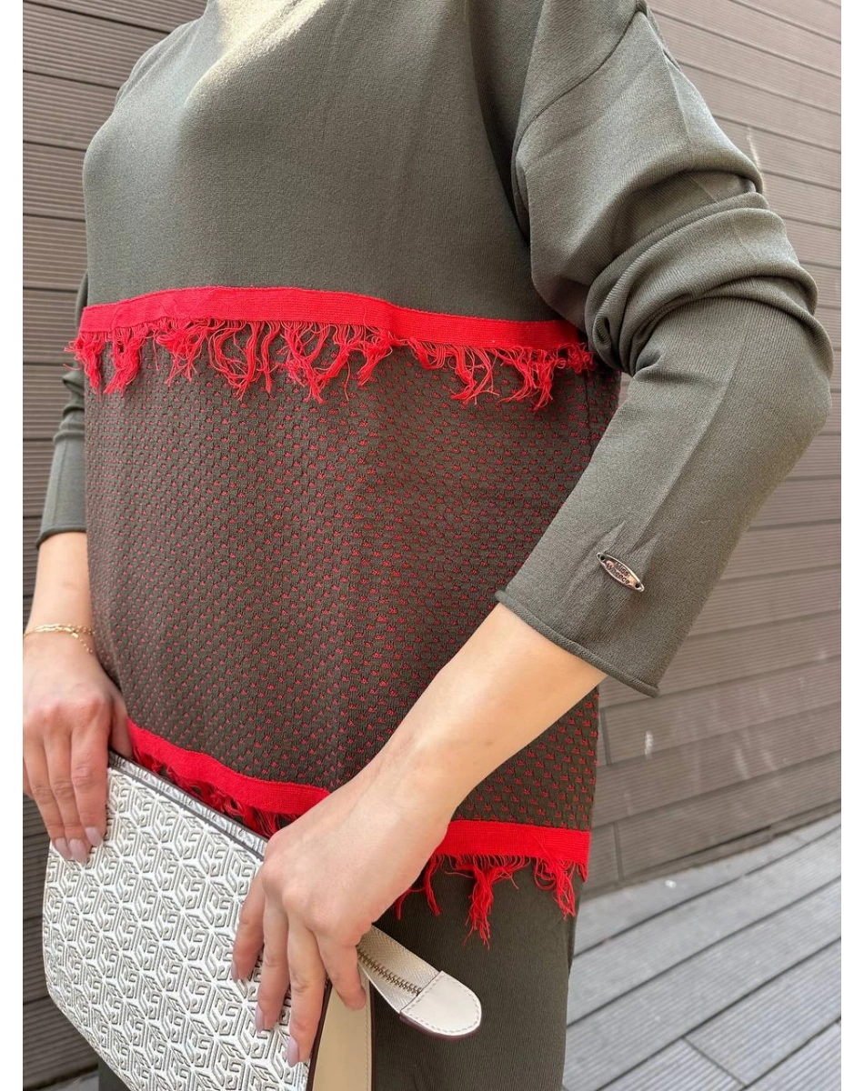 Misswhence MİSS 248 Haki Ara Boy Triko Tunik