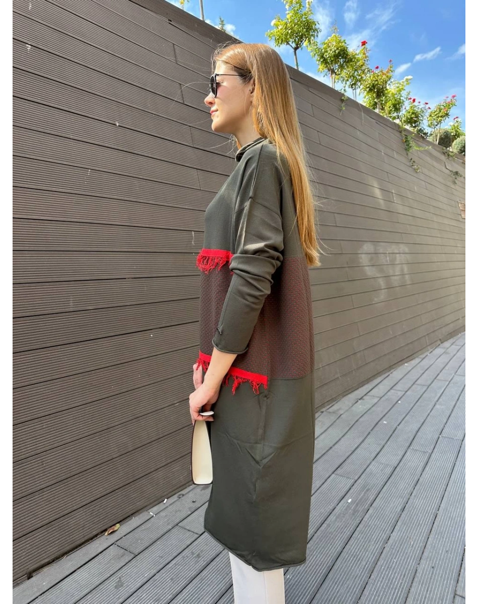 Misswhence MİSS 248 Haki Ara Boy Triko Tunik