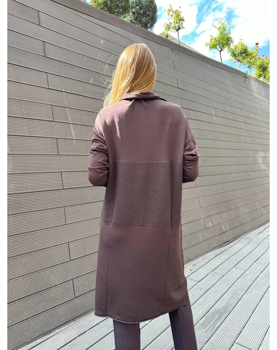 Misswhence MİSS 248 Kahverengi Ara Boy Triko Tunik