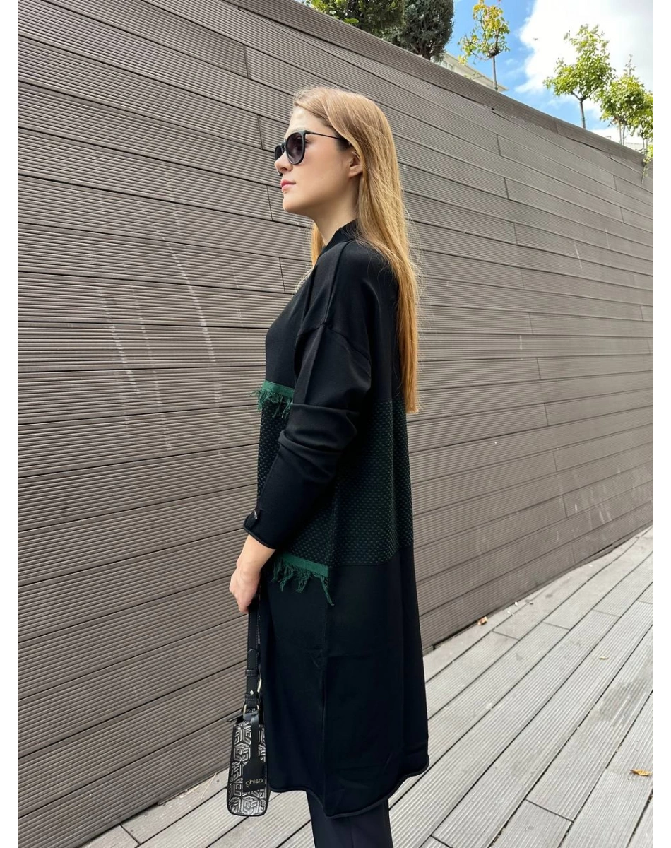 Misswhence MİSS 248 Siyah Ara Boy Triko Tunik