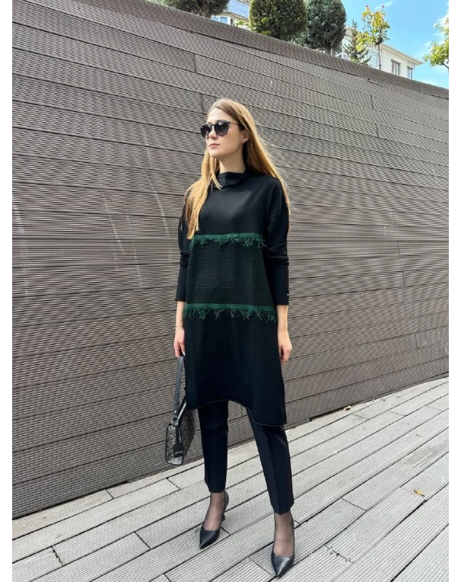 Misswhence MİSS 248 Siyah Ara Boy Triko Tunik