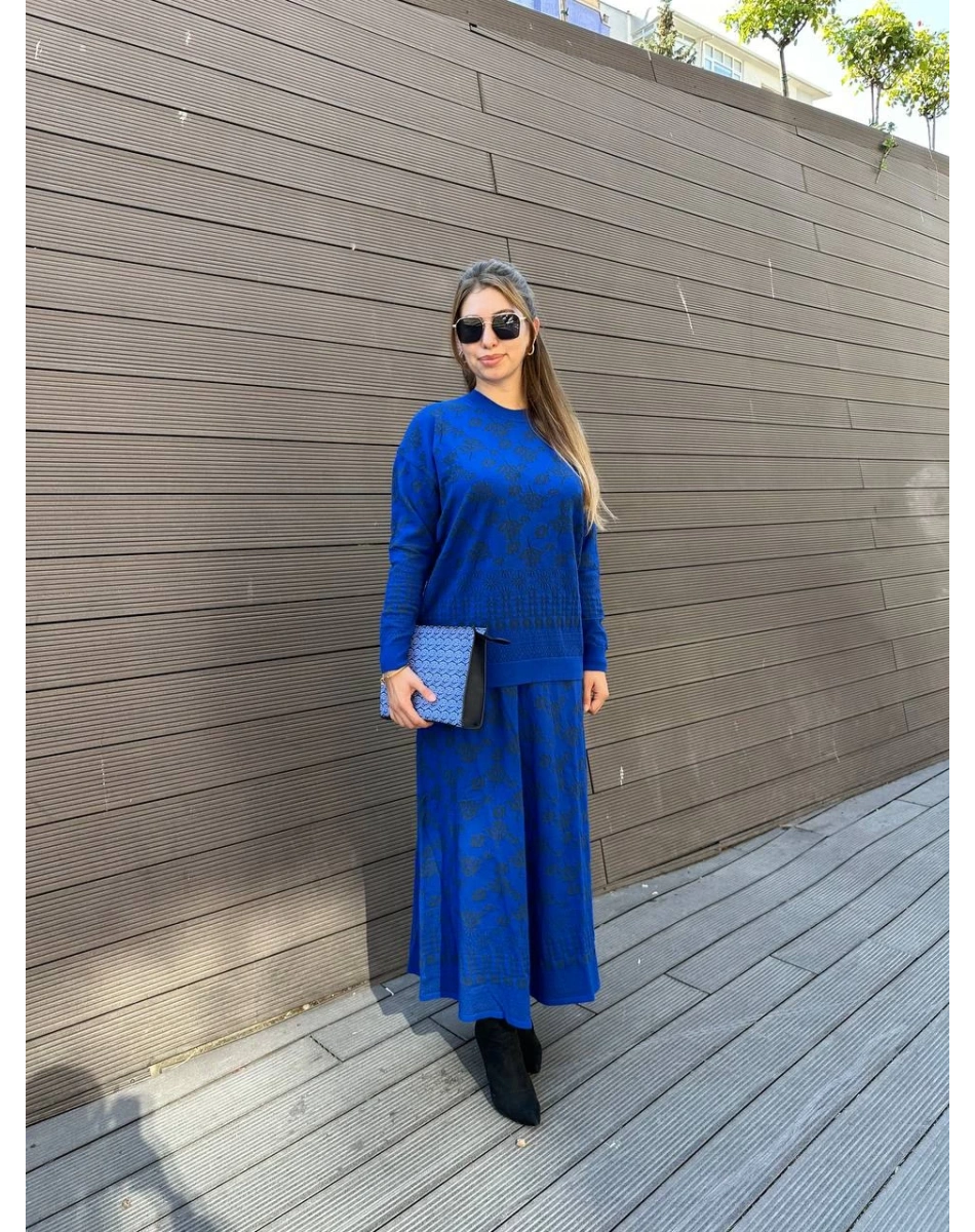 Misswhence MİSS 252-253 Saks Triko Etekli Takım