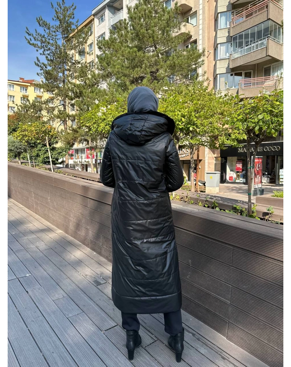 Ncl 23524 Siyah Şişme Peluş Mont