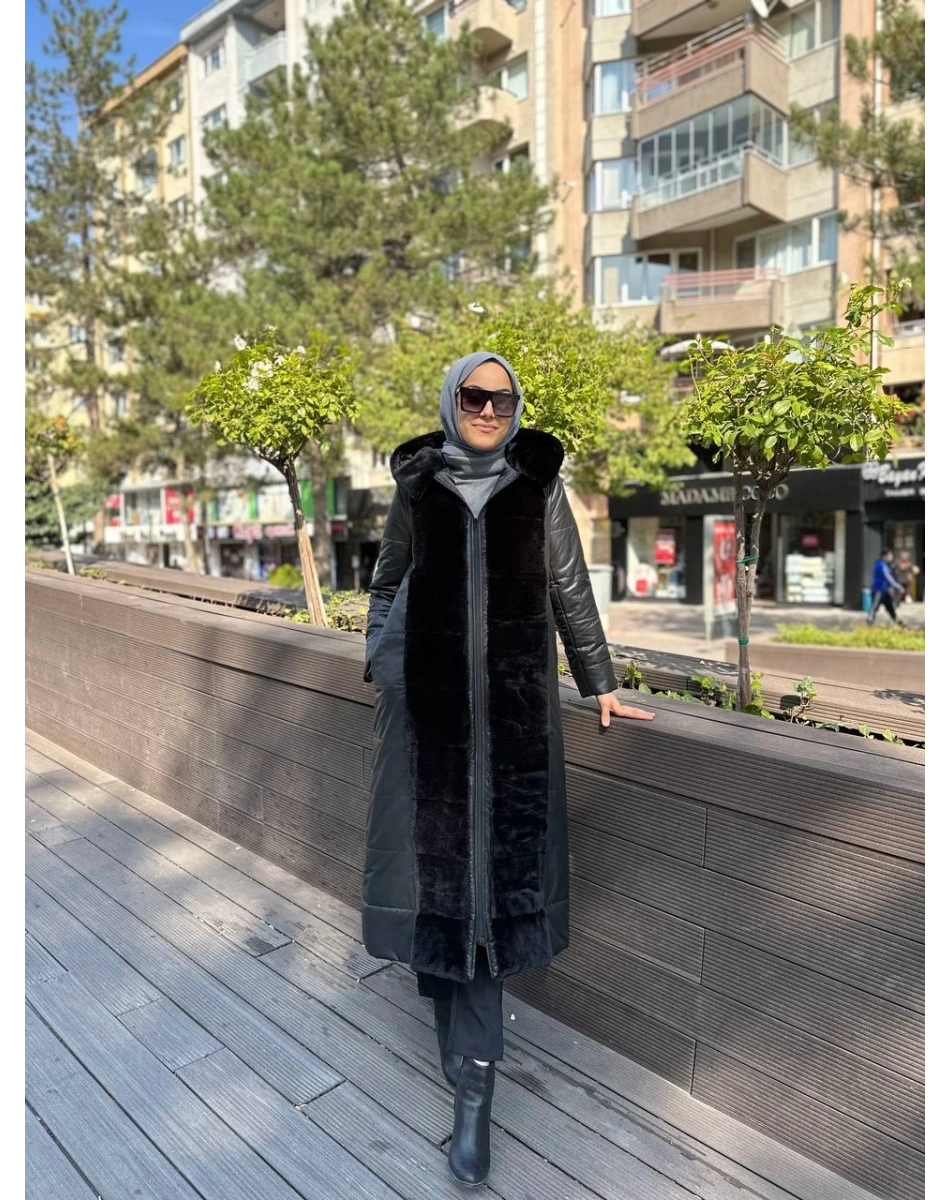 Ncl 23524 Siyah Şişme Peluş Mont