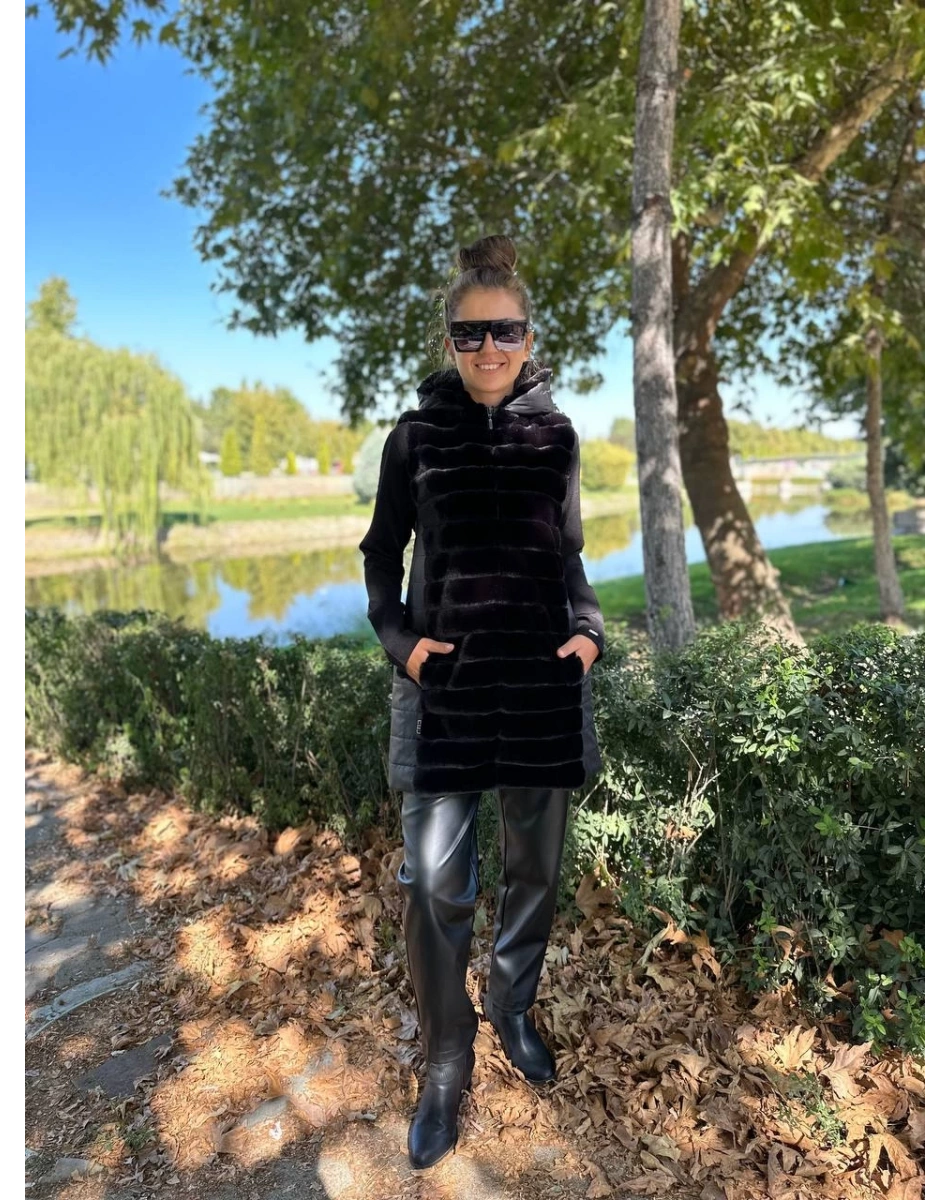 Ncl 23531 Siyah Kısa Peluş Şişme Yelek