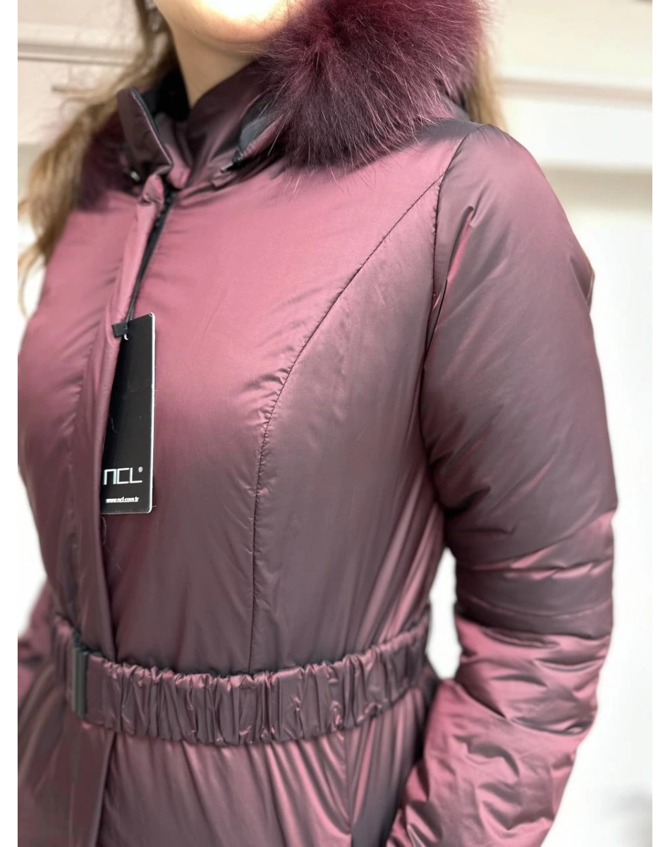 Ncl 23560 Siyah-Vişne Çift Taraflı Kemerli Parka