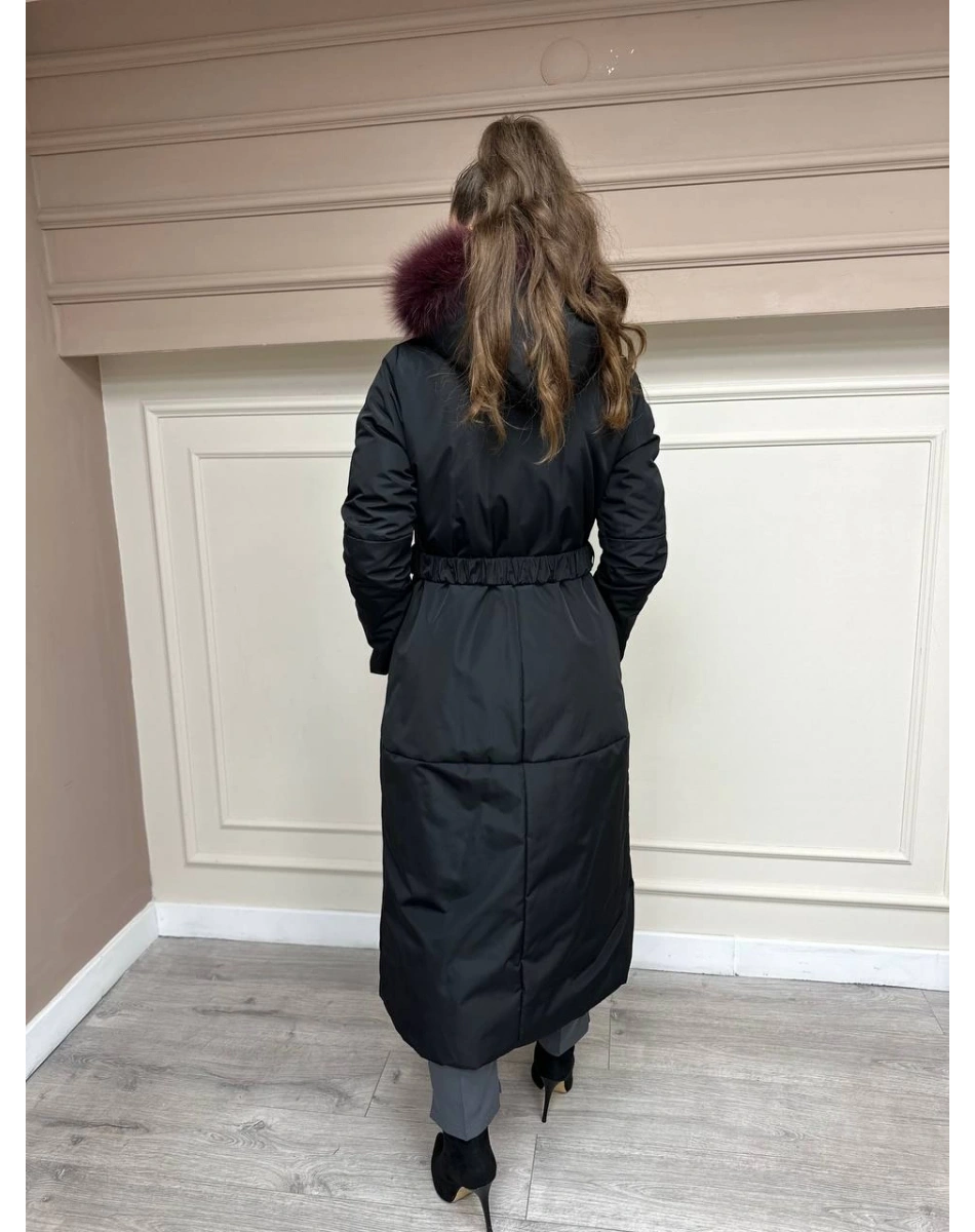 Ncl 23560 Siyah-Vişne Çift Taraflı Kemerli Parka