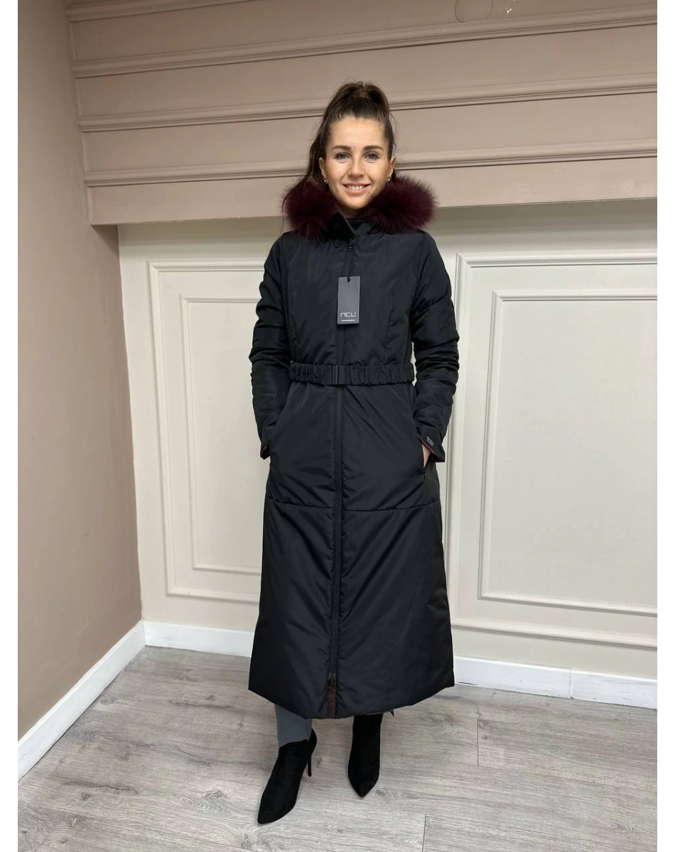 Ncl 23560 Siyah-Vişne Çift Taraflı Kemerli Parka