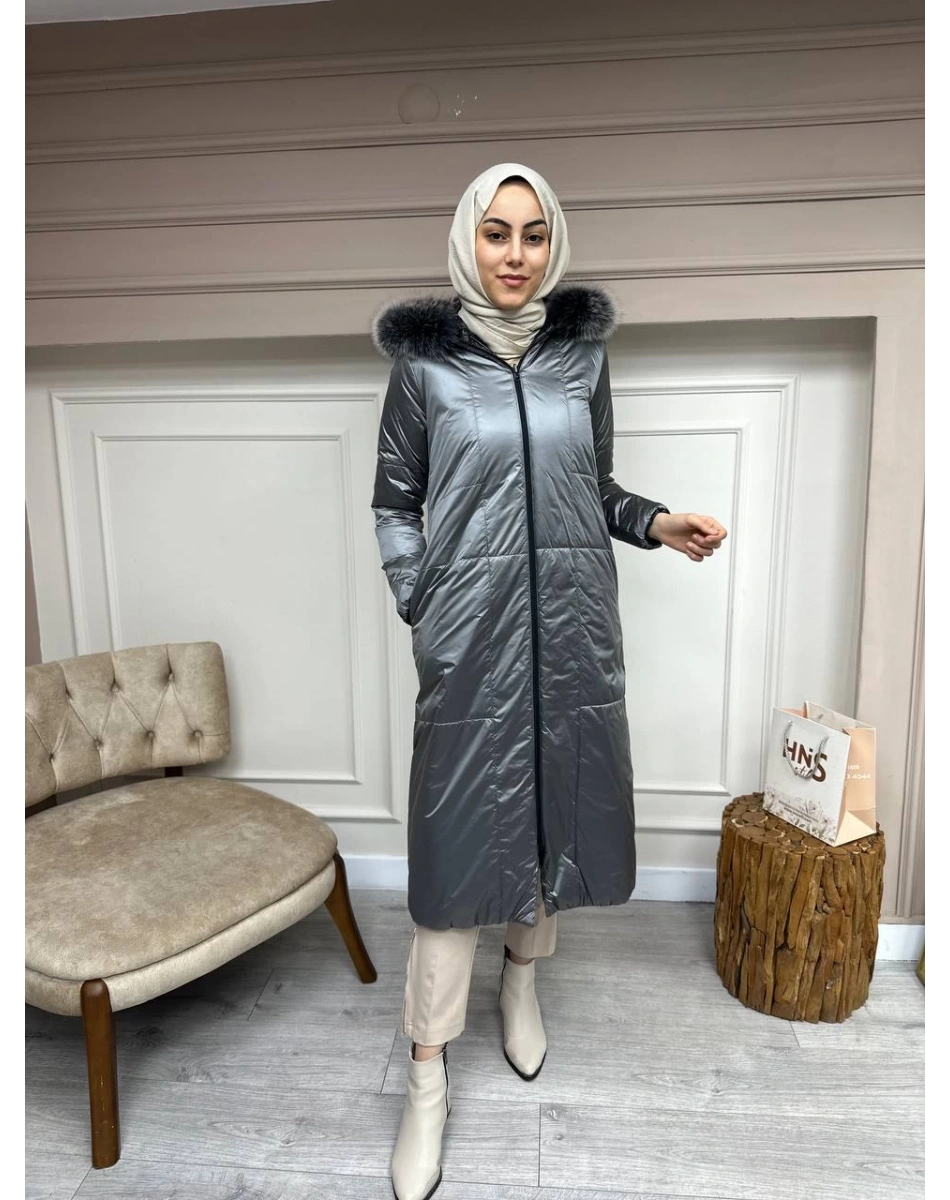 Ncl 23606 Siyah-Gümüş Çift Taraflı Şişme Parka