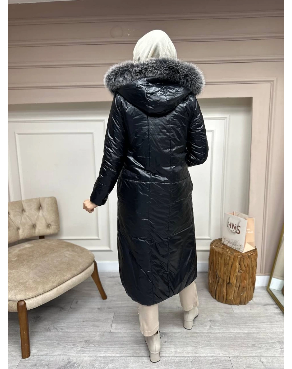 Ncl 23606 Siyah-Gümüş Çift Taraflı Şişme Parka