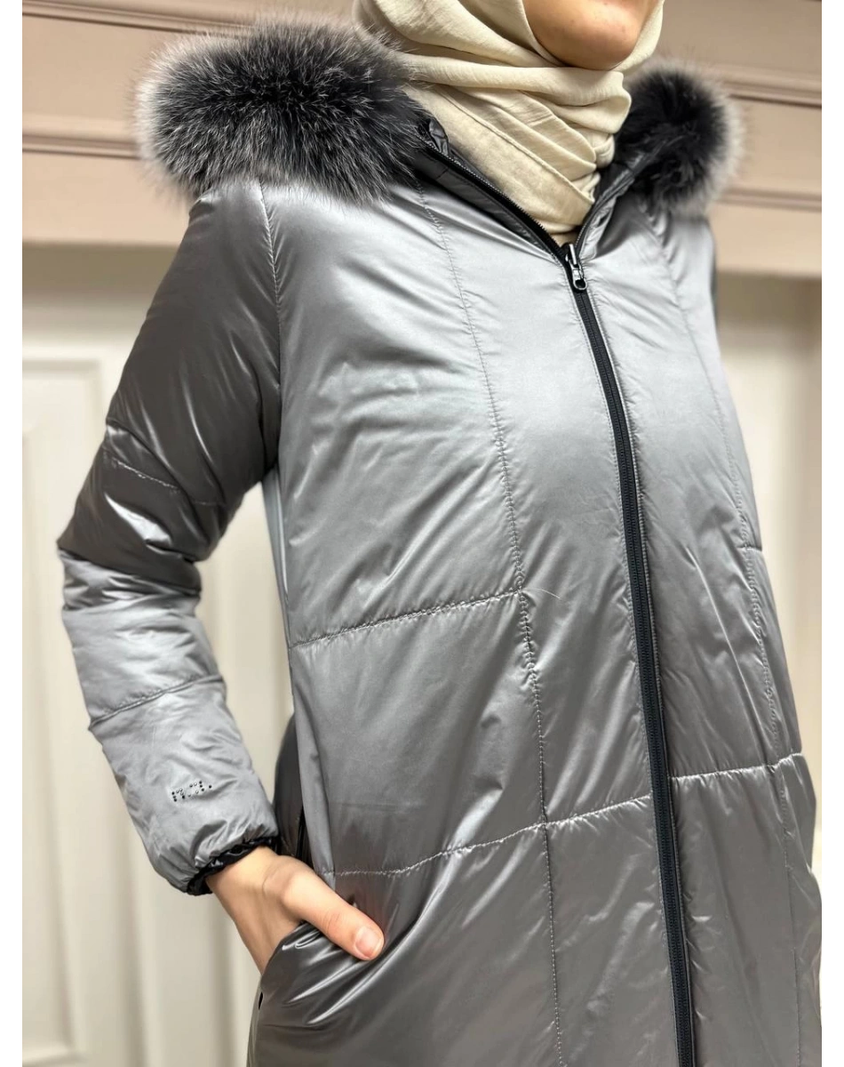 Ncl 23606 Siyah-Gümüş Çift Taraflı Şişme Parka