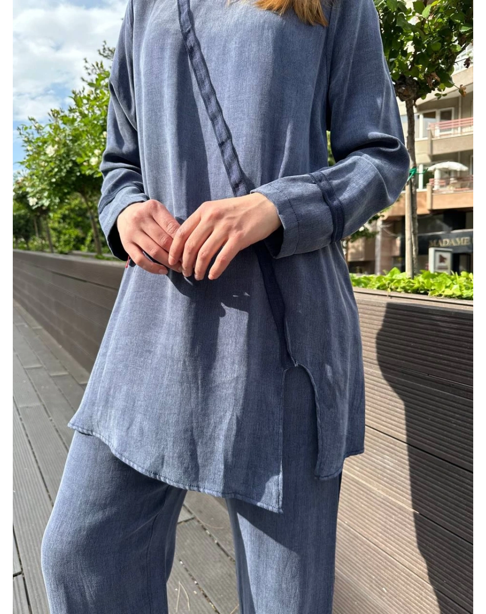 Nihle 8188 Lacivert Pantolonlu İkili Takım