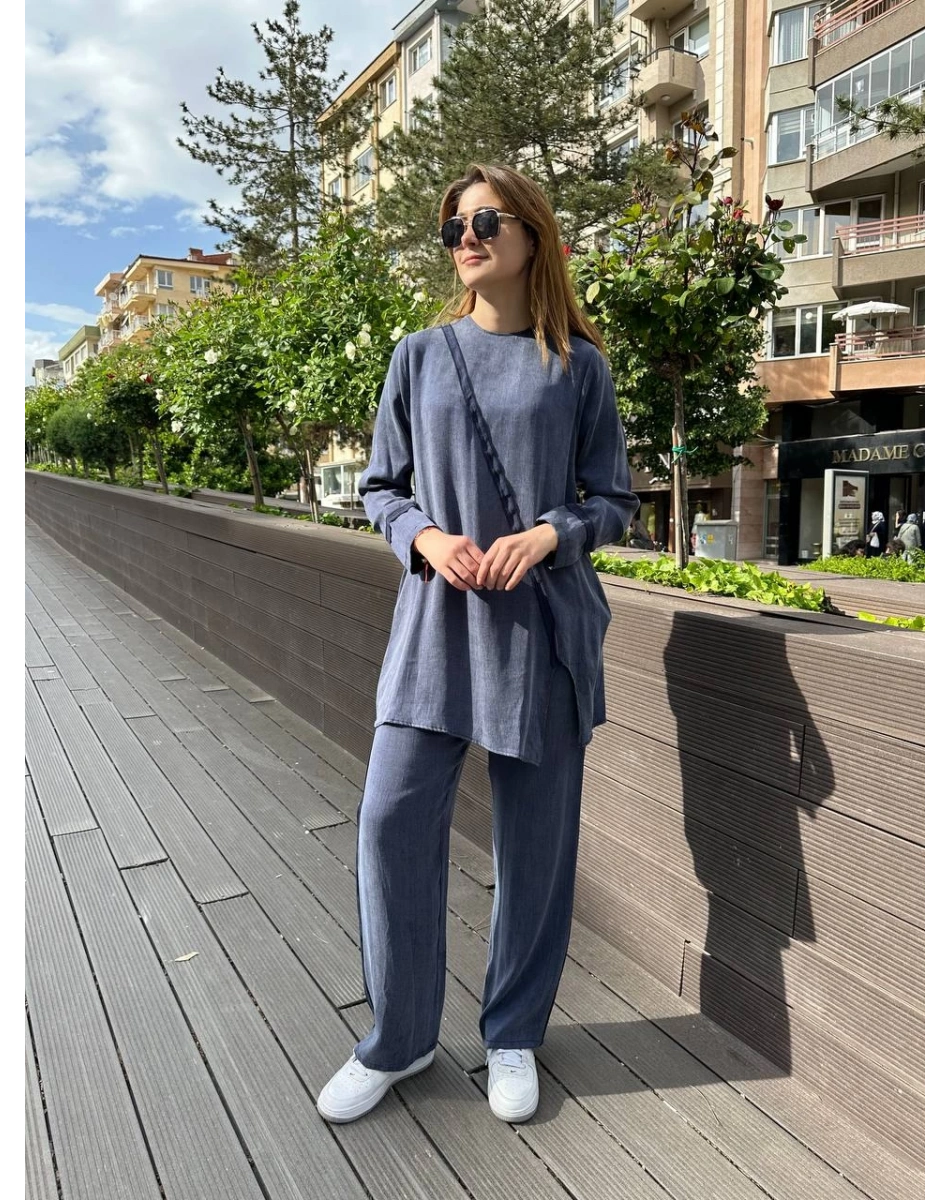 Nihle 8188 Lacivert Pantolonlu İkili Takım