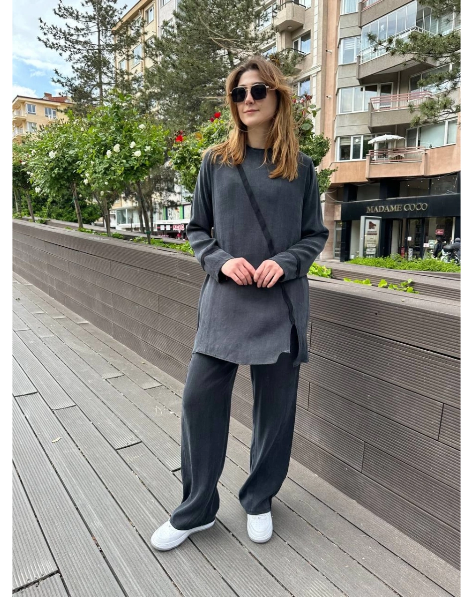 Nihle 8188 Siyah Pantolonlu İkili Takım