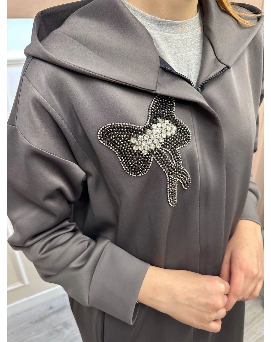 Noi 74306 Antrasit Scuba Yakası İşlemeli Ceket