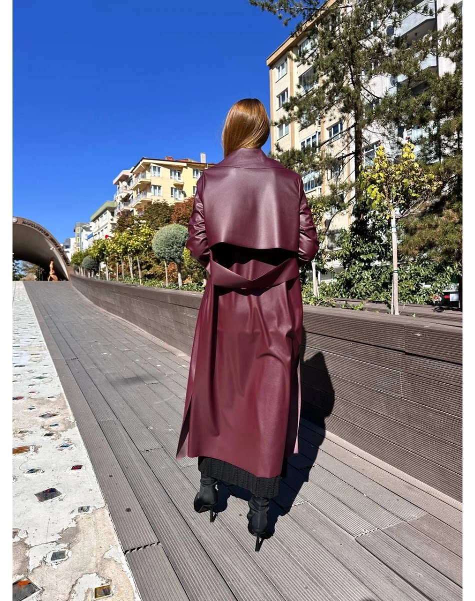 Noi 74316 Bordo Deri Arkası Kemerli Kap