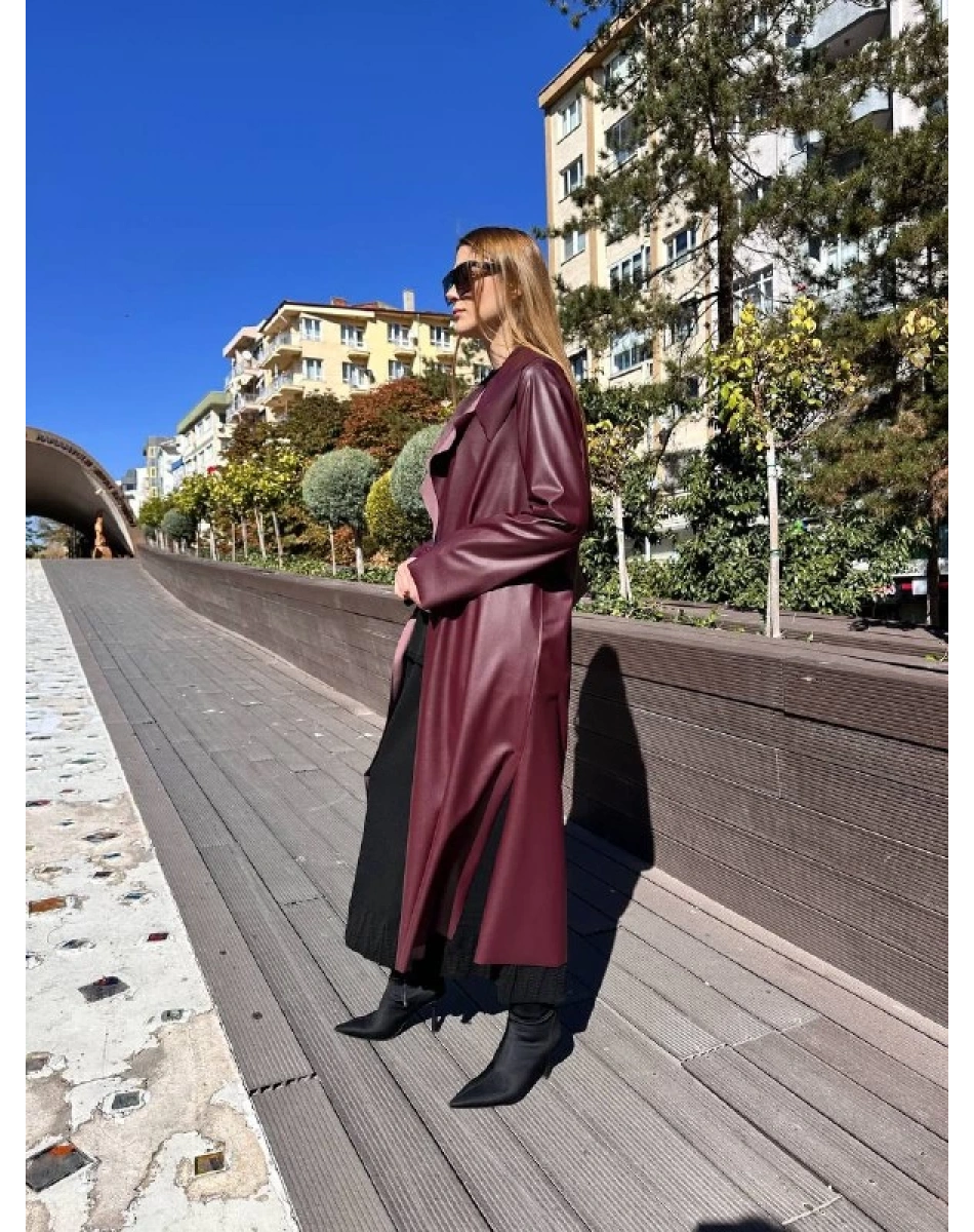 Noi 74316 Bordo Deri Arkası Kemerli Kap