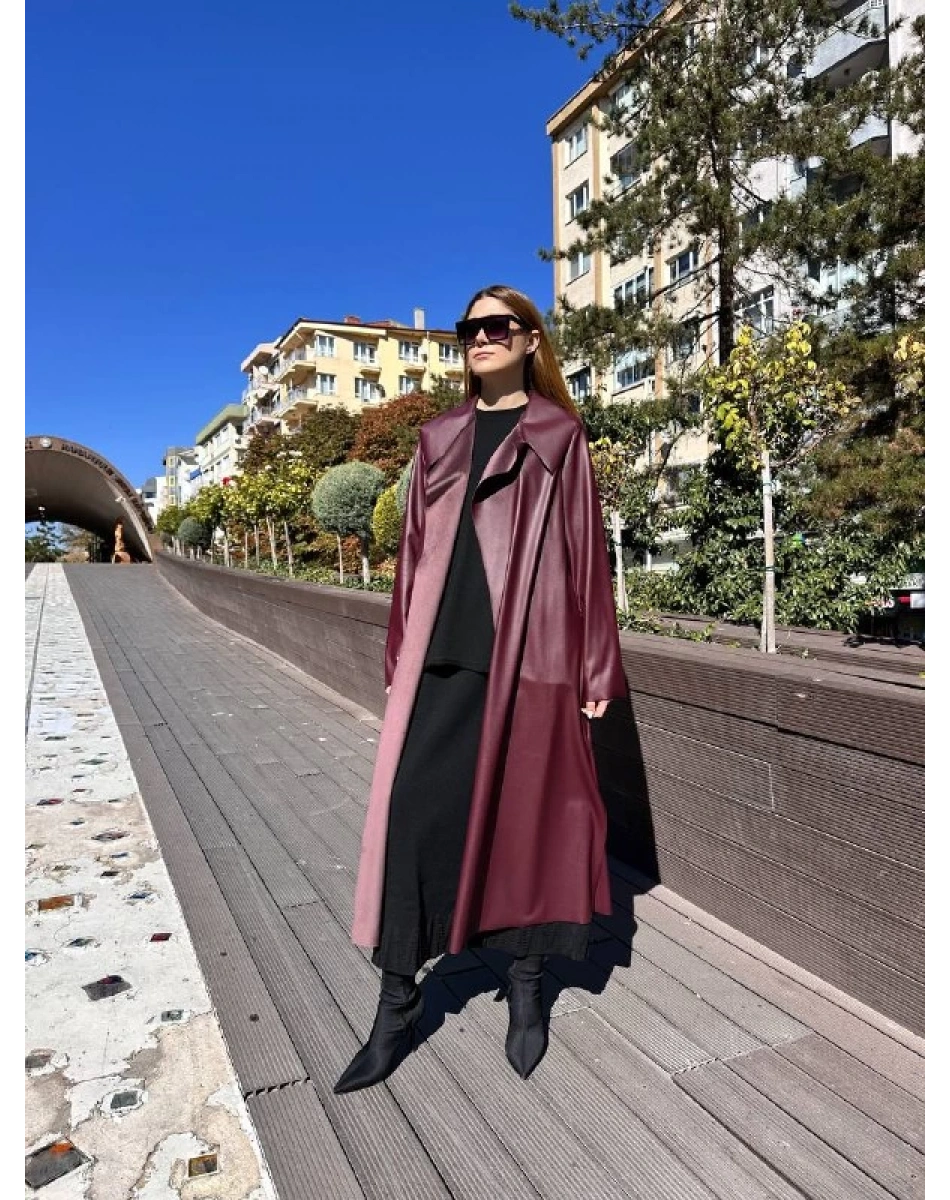 Noi 74316 Bordo Deri Arkası Kemerli Kap