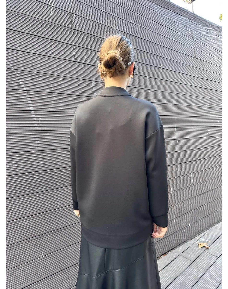 Noi 74330 Siyah Scuba Ön Bedeni Taşlı Fermuarlı Mont